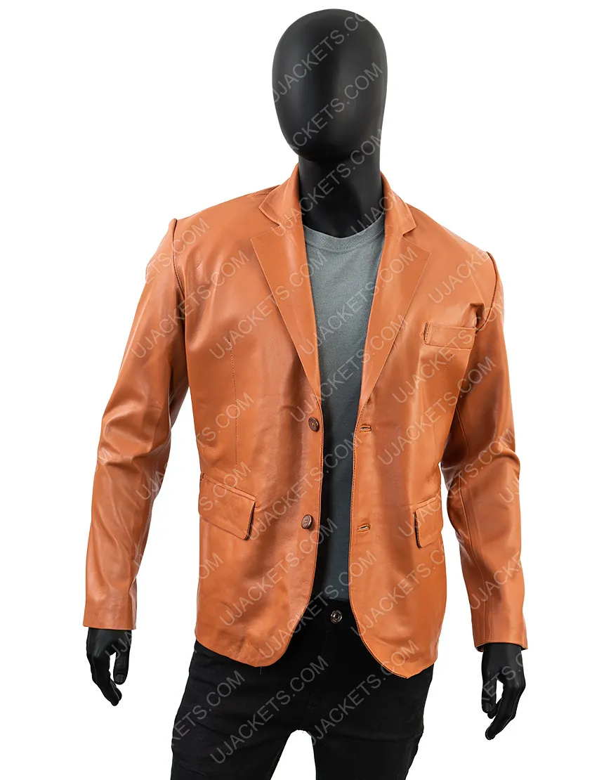 Men's Blazer Overcoat Jacket | Orange Genuine Leather Jacket For Men